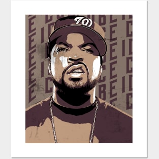 Ice cube rapper vintage, brown poster vector Posters and Art